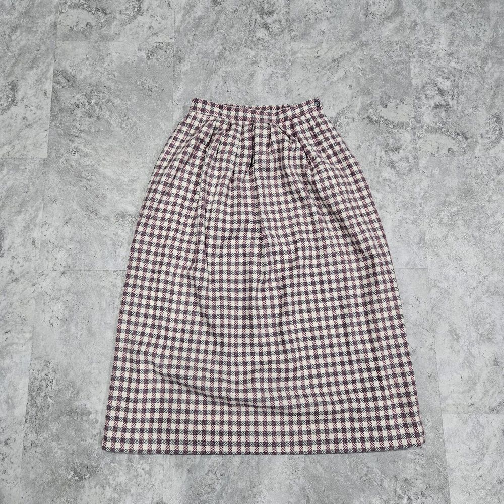 Vtg Wool Check A-Line wrap skirt made in USA Carroll Reed New Hampshire‎ 12 Midi